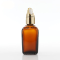 Amber Square Glass Oil Dropper Bottle con cuentagotas de la cesta